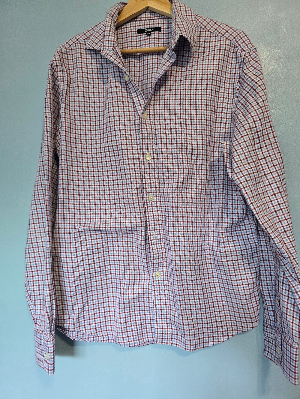 Quince Organic Mens Plaid Long-Sleeve Button-Down Shirt M